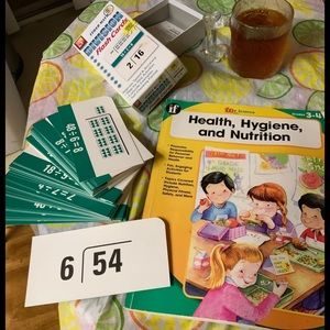 Division flash cards & health book